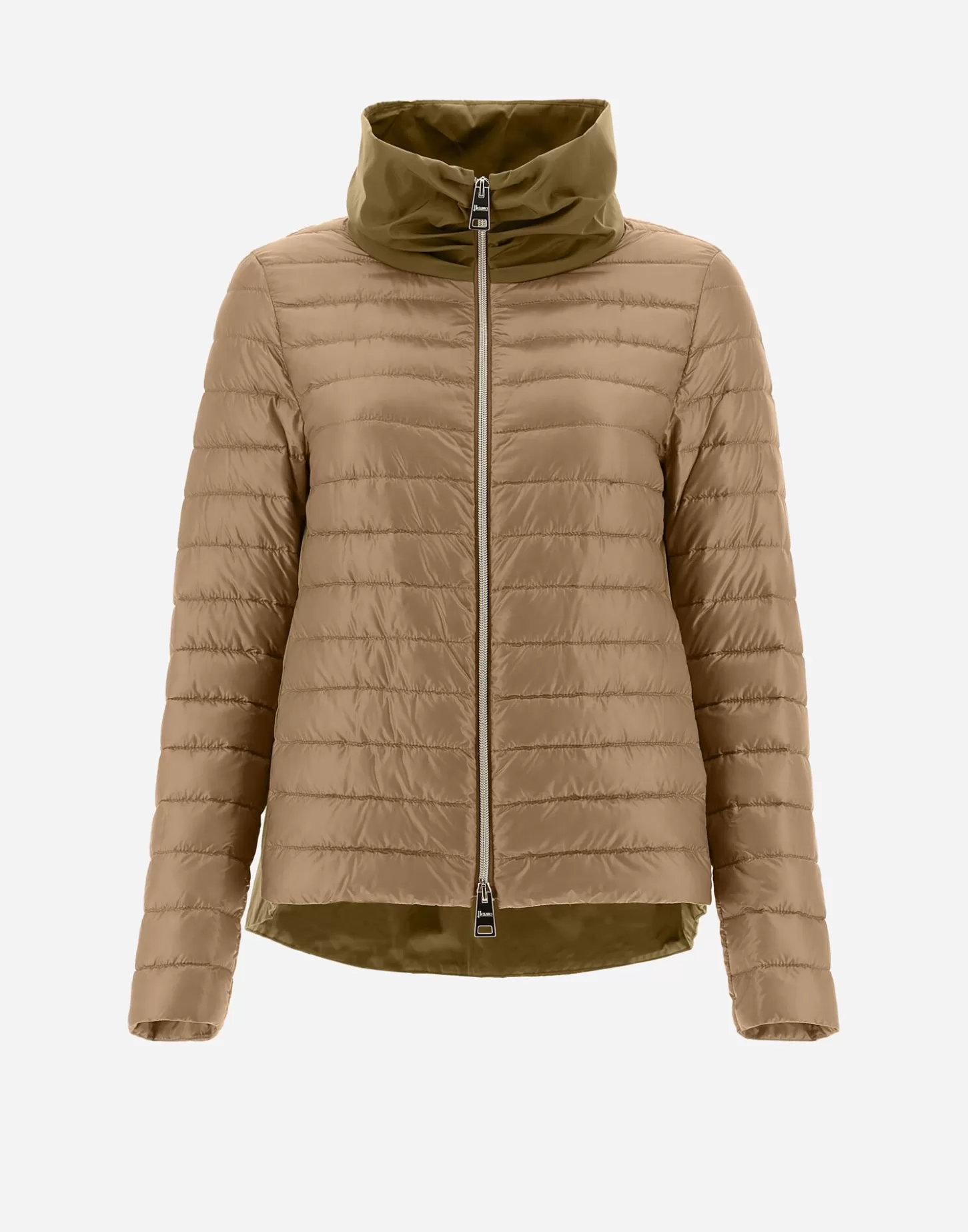 Kurze Daunenjacken-Herno Bomberjacke Aus Nylon Ultralight & New Techno Taft Camel