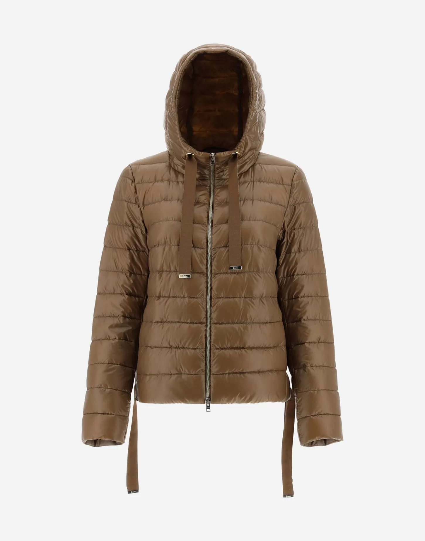 Kurze Daunenjacken-Herno Bomberjacke Mit Kapuze Aus Nylon Ultralight Camel