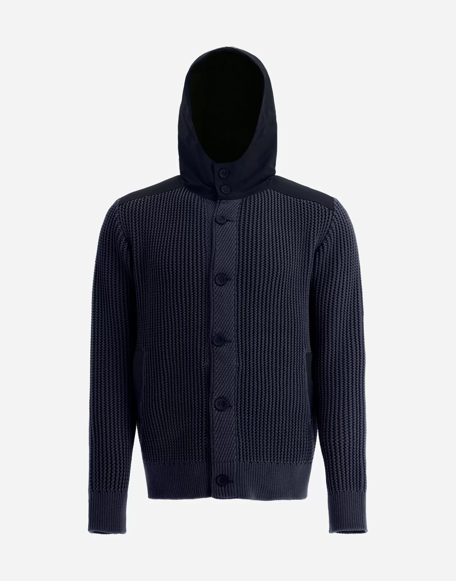 Bomber-Herno Cardigan Aus Zig-Zag Stitch & Plaster Marineblau