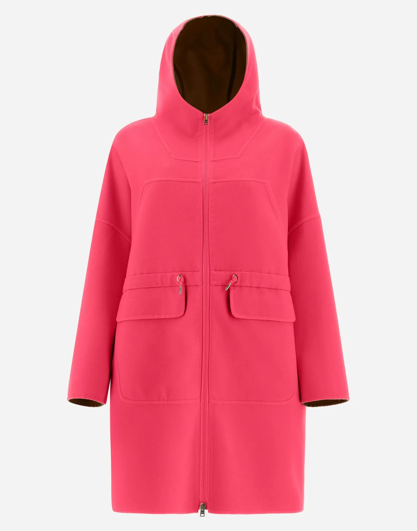 Parka & Jacken-Herno Doppellagiger Parka Aus Wolle Neonpink/Camel