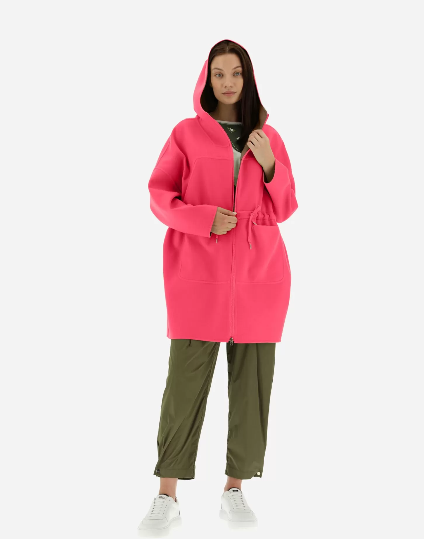 Parka & Jacken-Herno Doppellagiger Parka Aus Wolle Neonpink/Camel