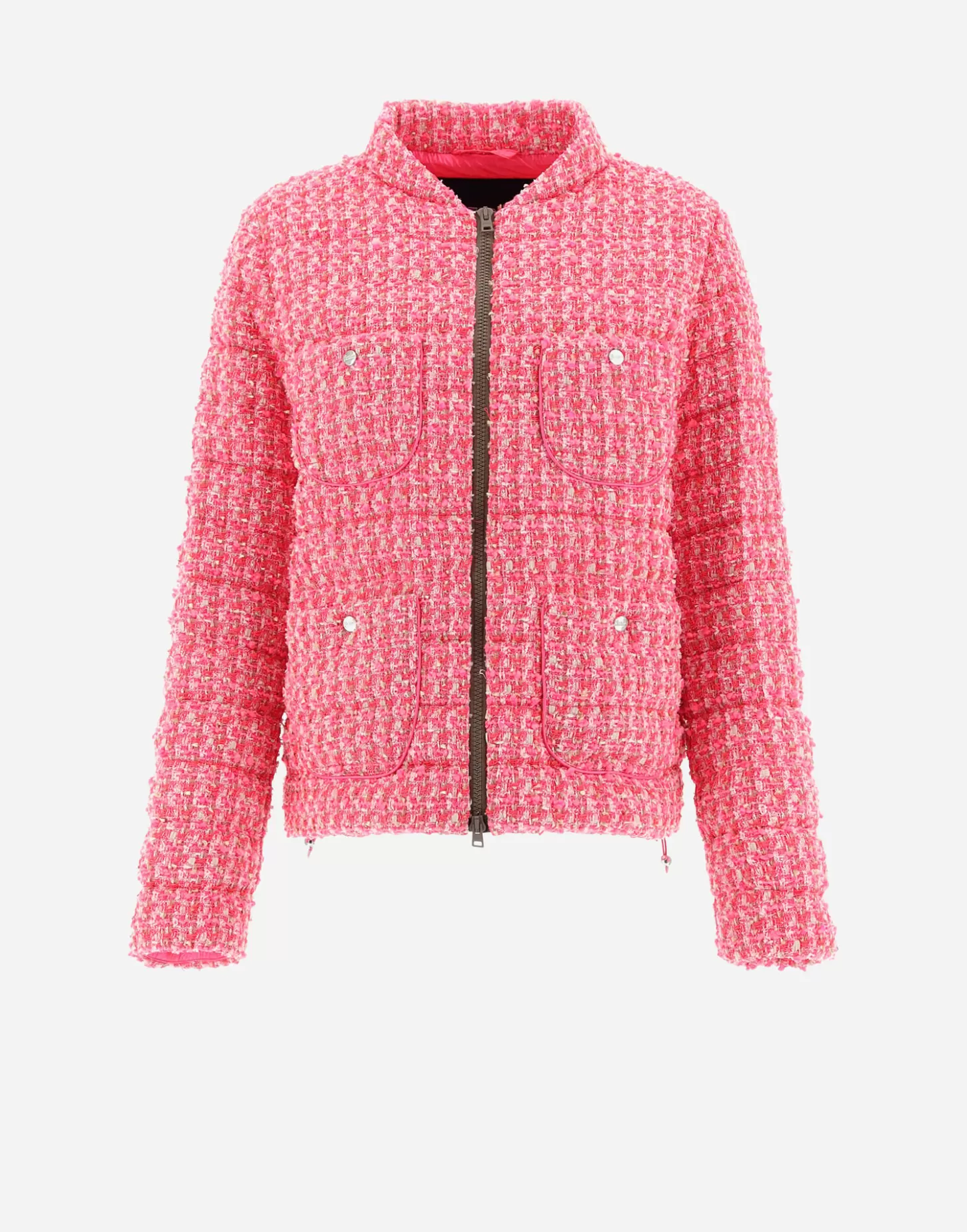 Kurze Daunenjacken-Herno Jacke Aus Fashion Boucle Kamelbraun/Neonrosa