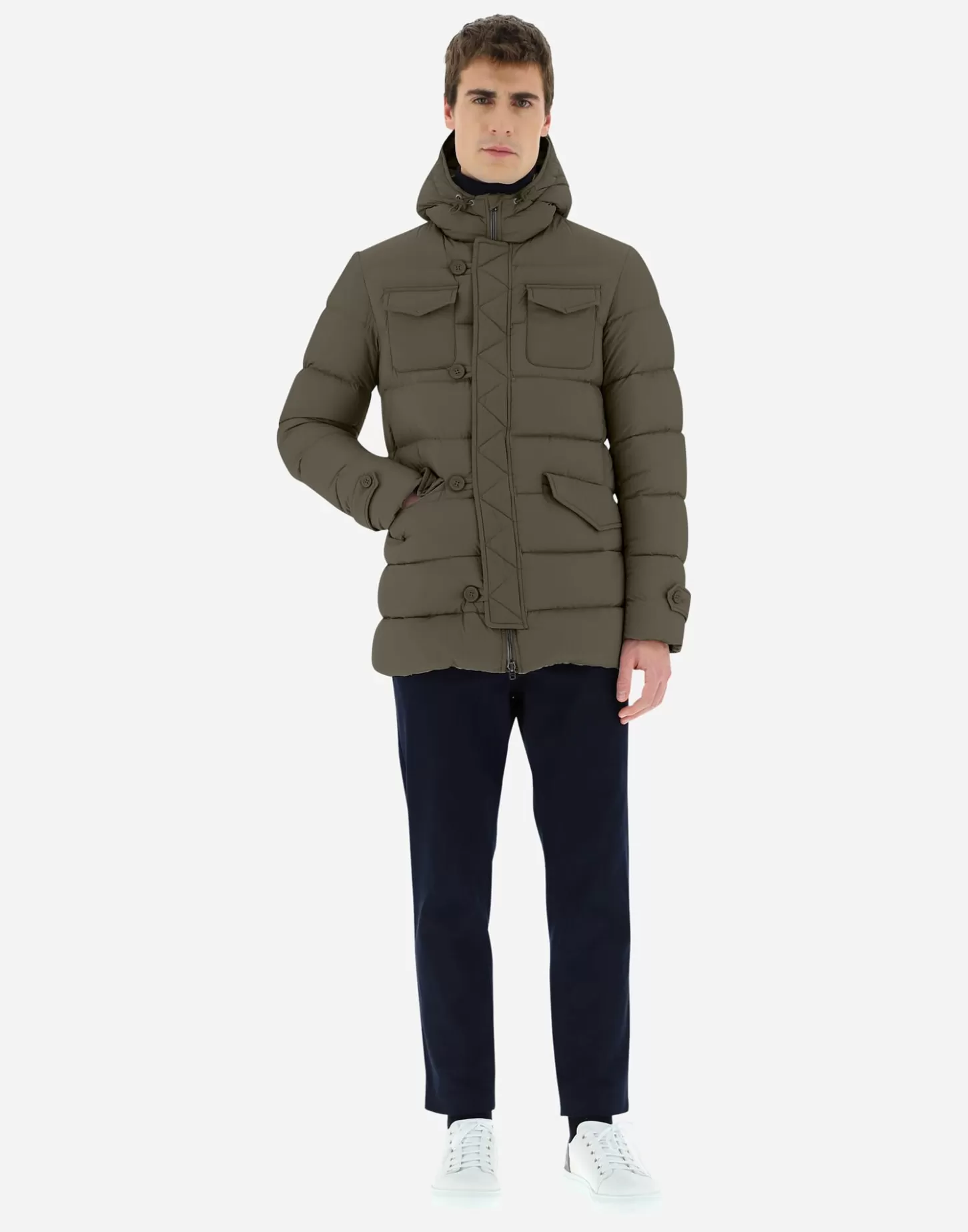 Lange Daunenjacken-Herno L'Eskimo Grun/Beige