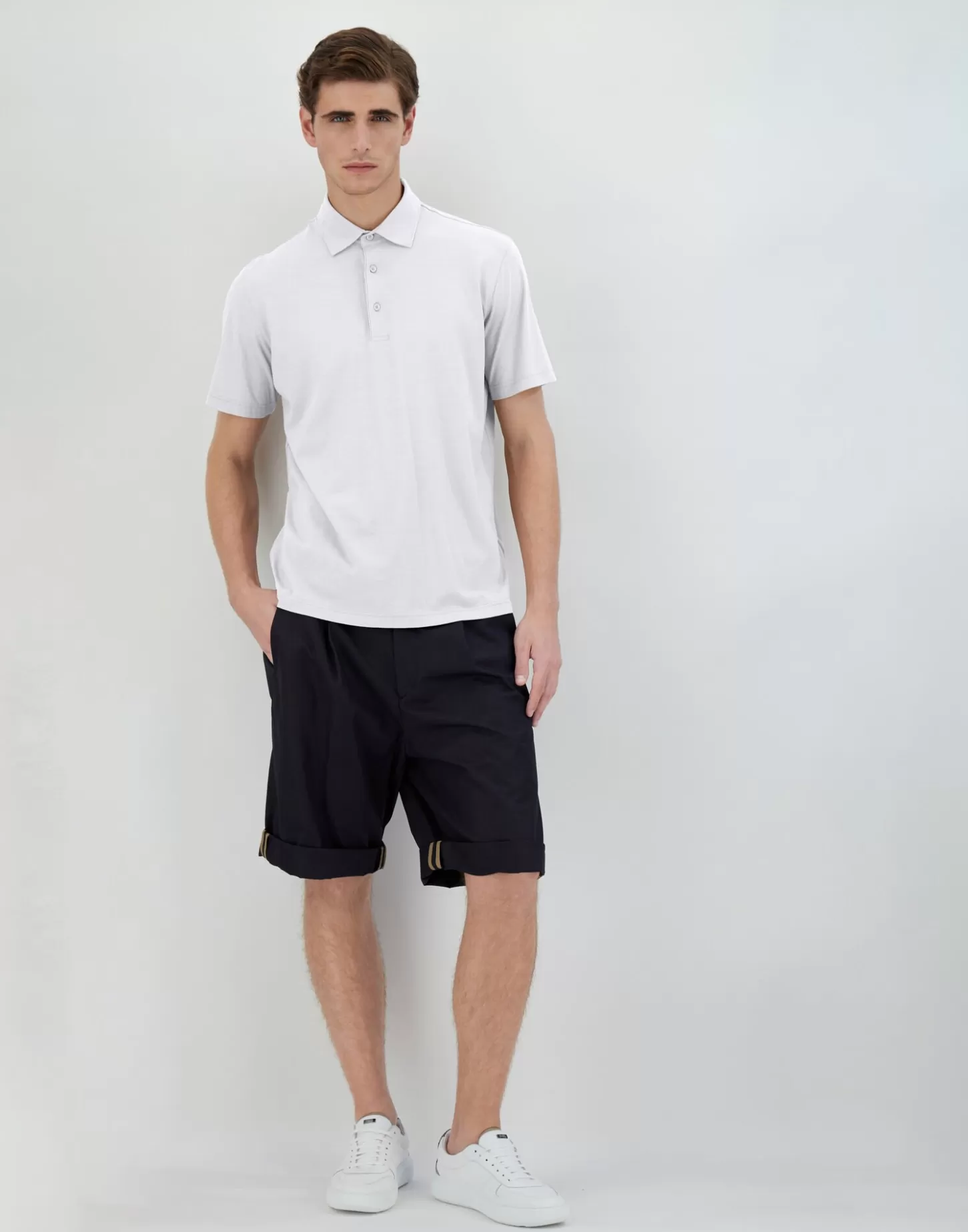 T-Shirt & Polo-Shirts-Herno Poloshirt Aus Crepe-Jersey Weis