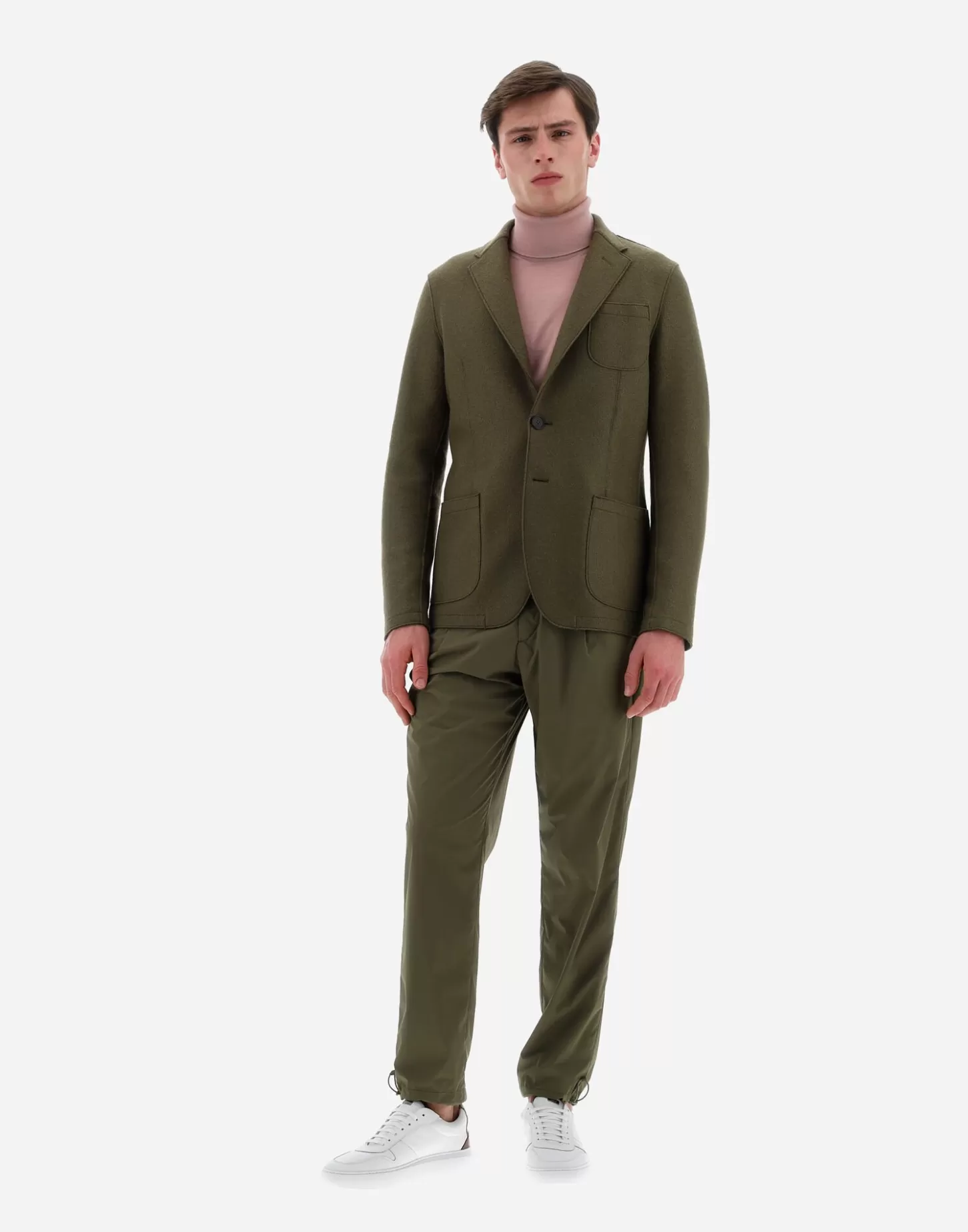 Blazers-Herno Resort Blazer Aus Light Boiled Wool Military