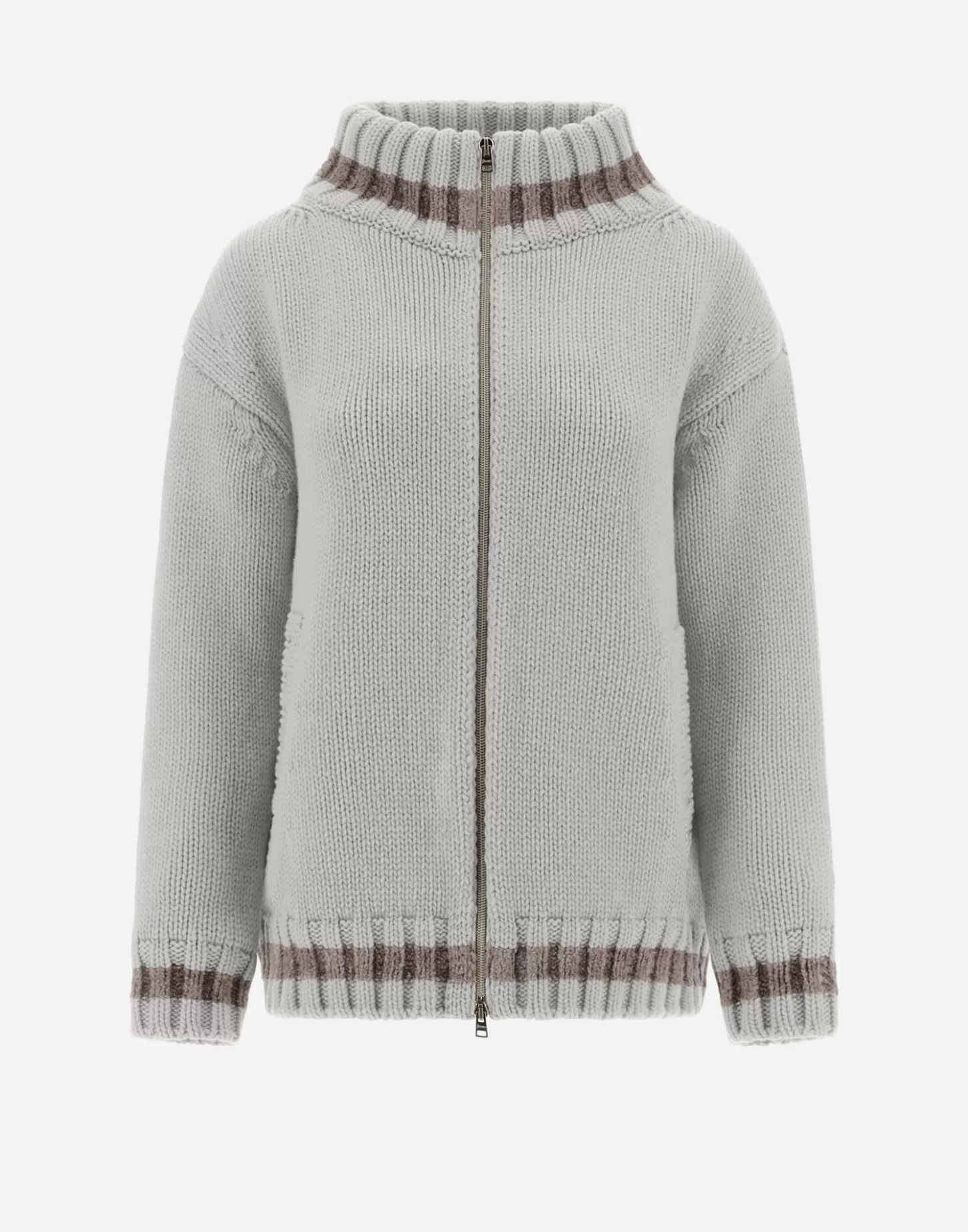 Bomber-Herno Resort Cardigan Aus Infinity & Chenille Knit Eis