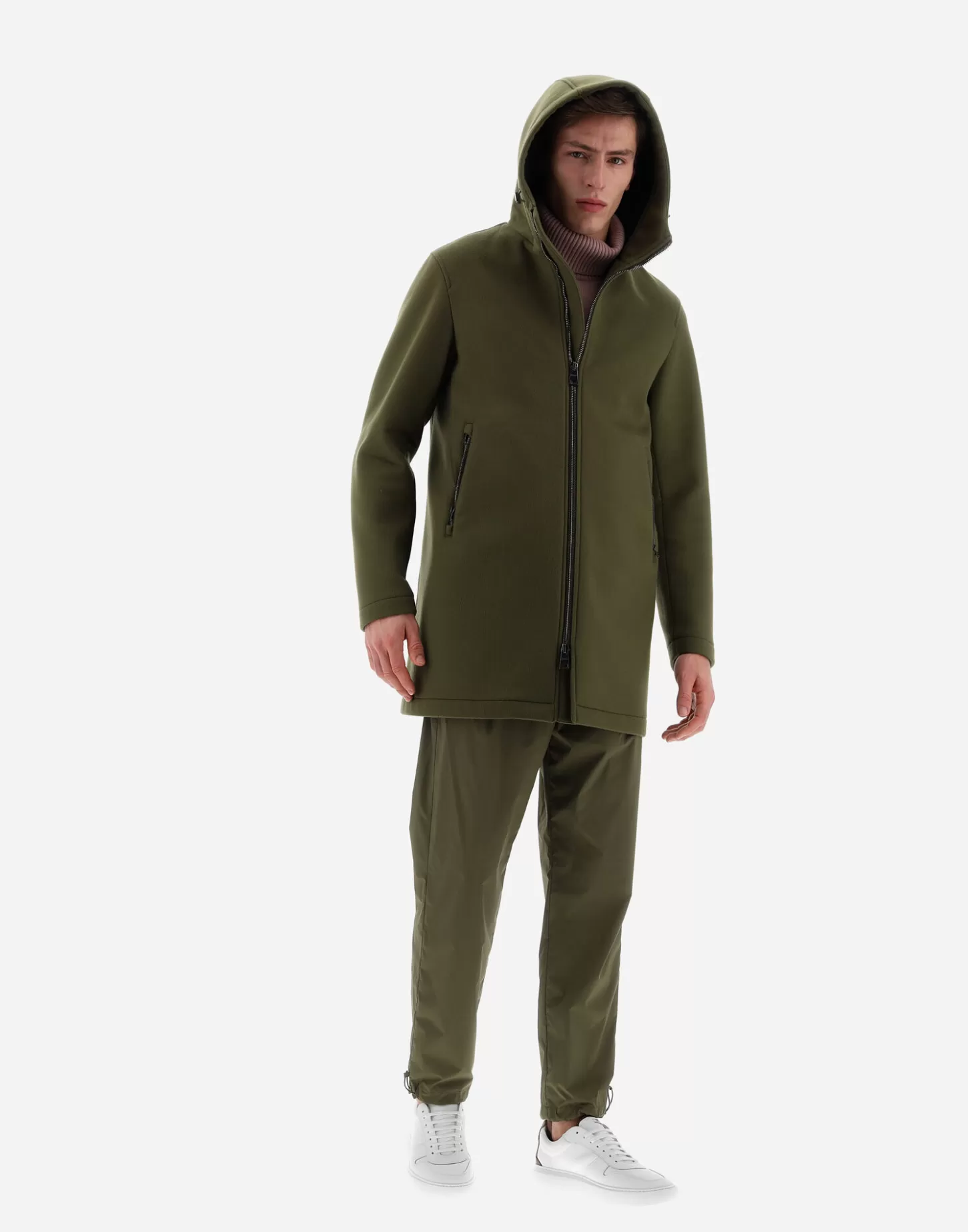 Parka & Jacken-Herno Resort Parka Aus Mesh Wool Military