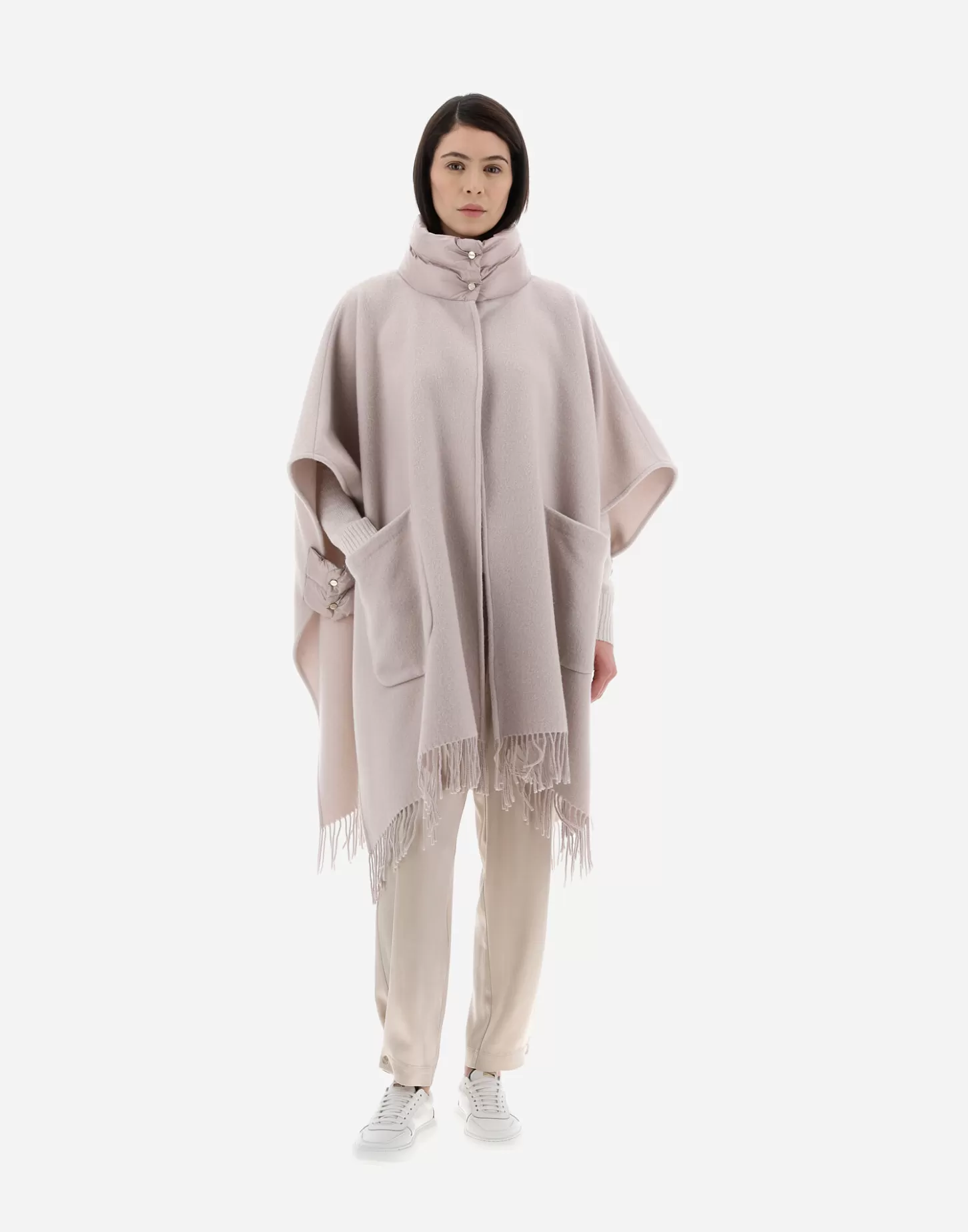 A-Shape-Herno Resort Poncho Aus Warmy & Nylon Ultralight Chantilly