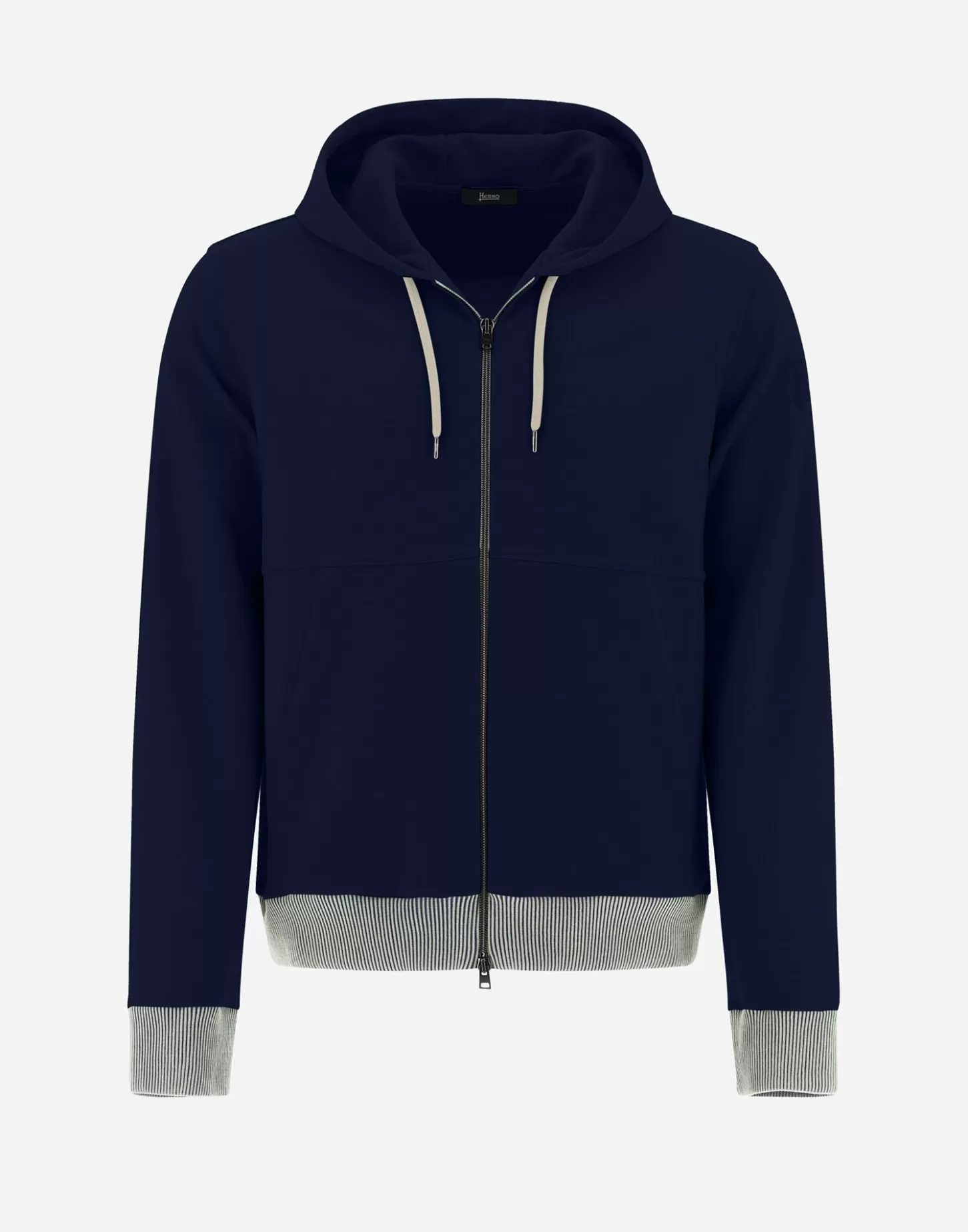 Bomber-Herno Sweatshirt Aus Double Sweater Blau