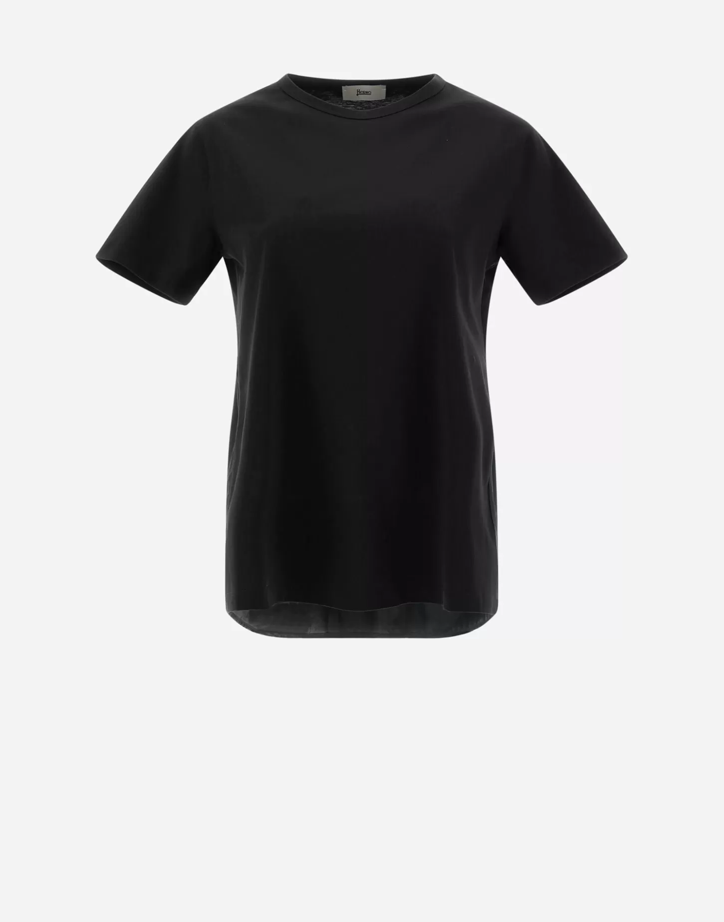 T-Shirts-Herno T-Shirt Aus Chic Cotton Jersey & New Techno Taft Schwarz