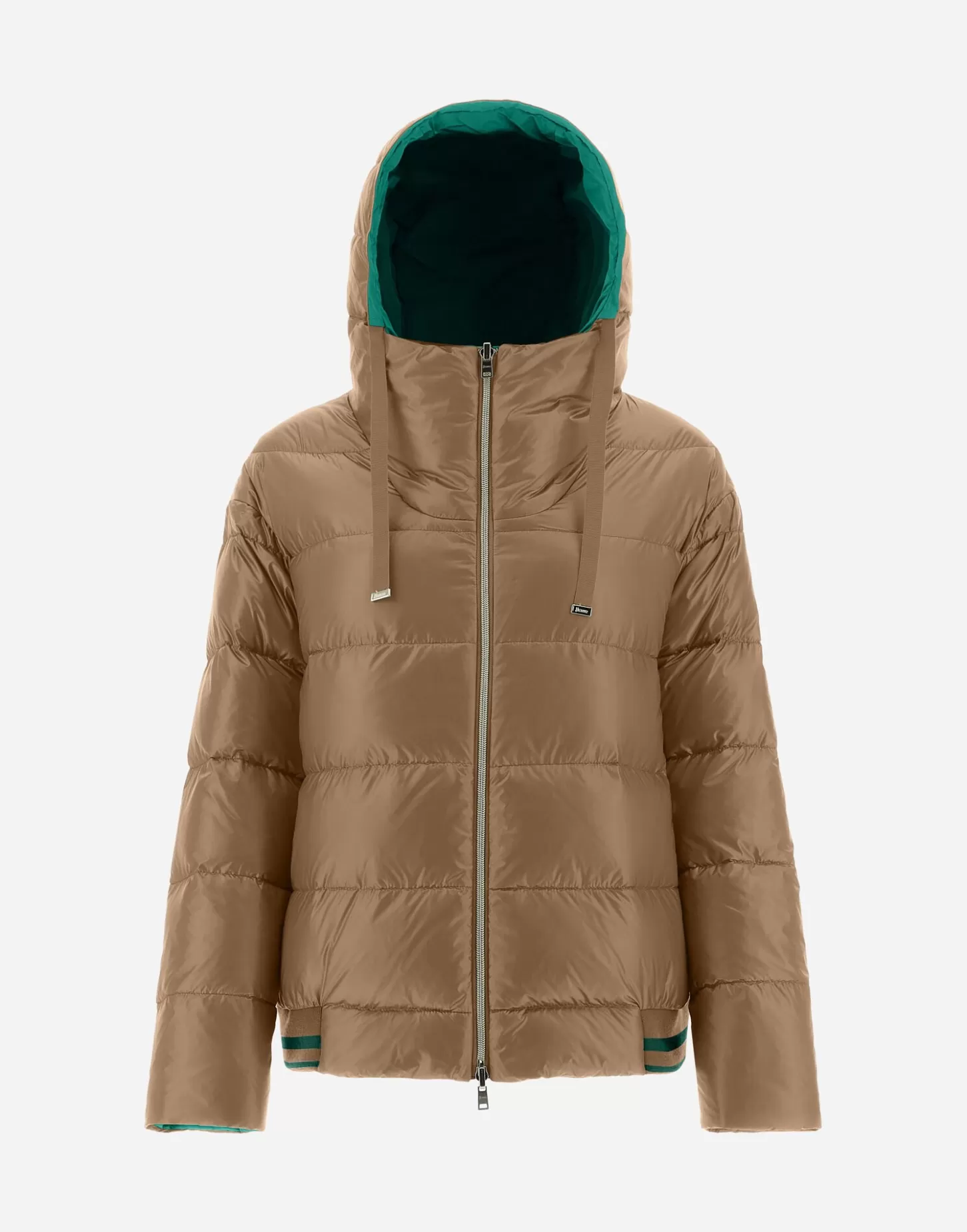 Kurze Daunenjacken-Herno Wende-Bomberjacke Aus Nylon Ultralight Und New Techno Taft Camel